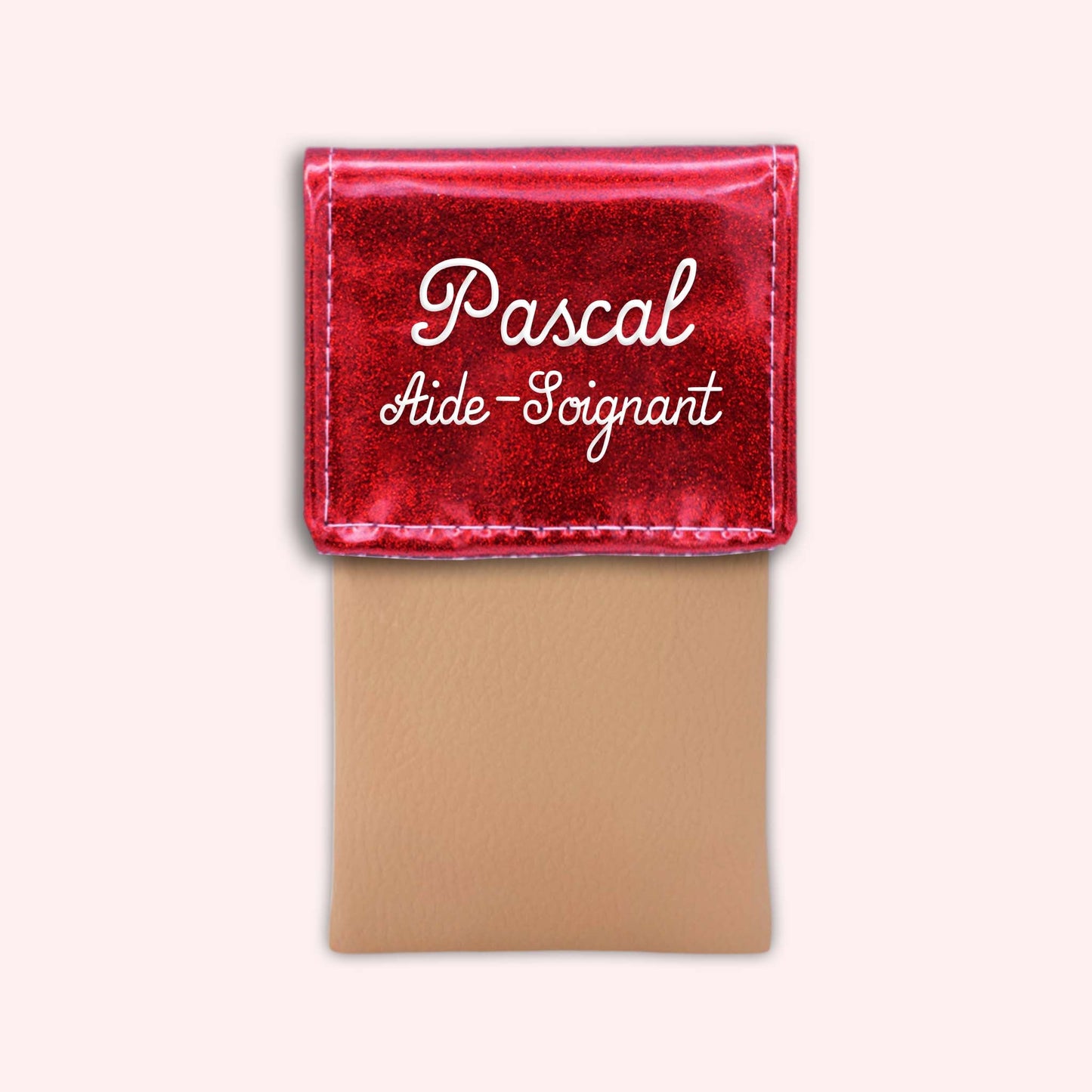 Pochette bicolore rabat Rouge paillette