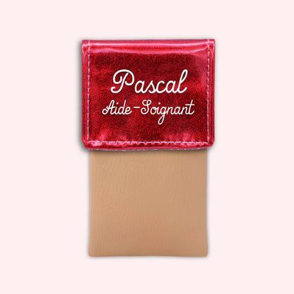 Pochette bicolore rabat Rouge paillette