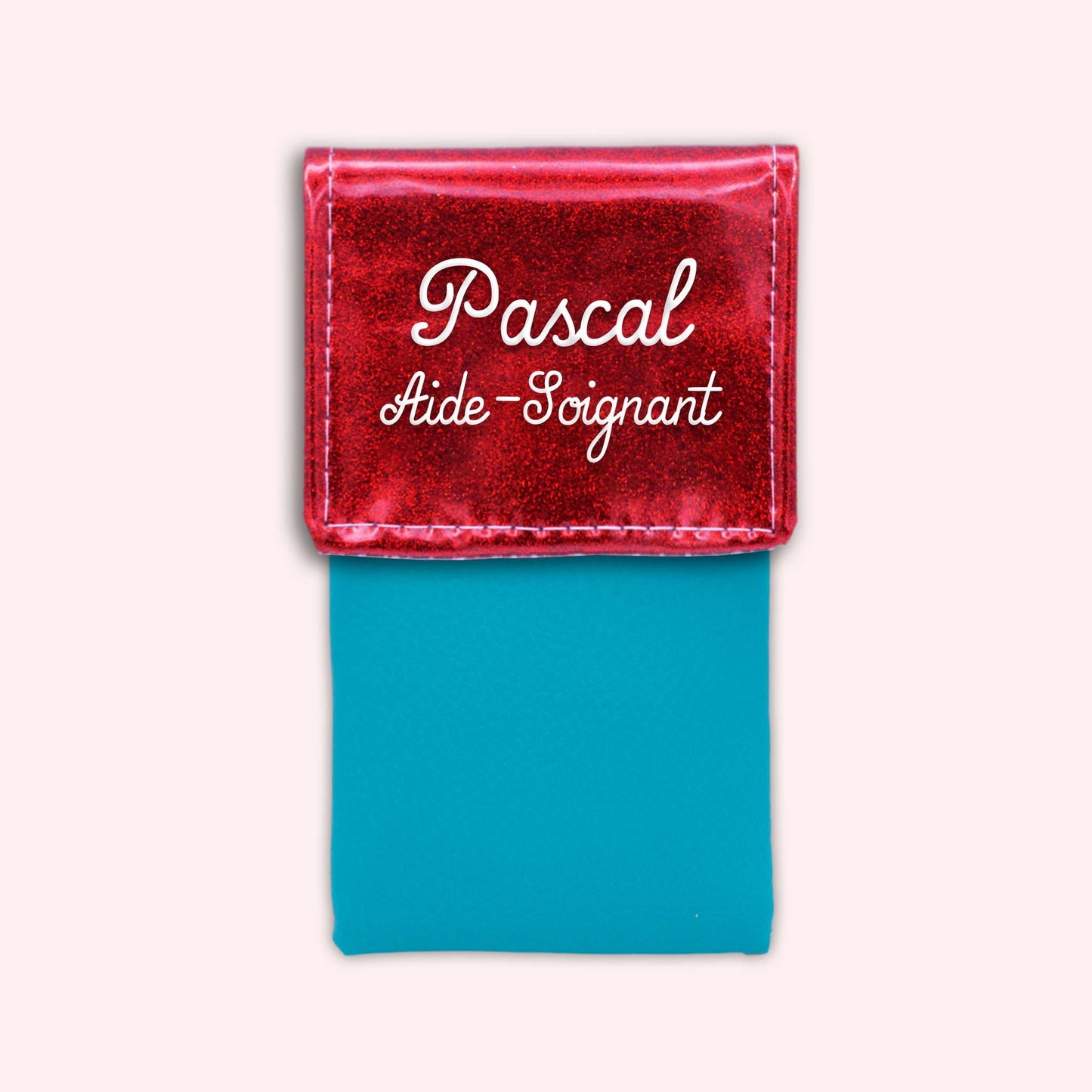 Pochette bicolore rabat Rouge paillette