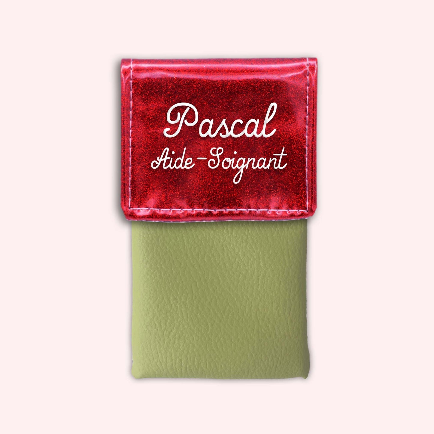 Pochette bicolore rabat Rouge paillette