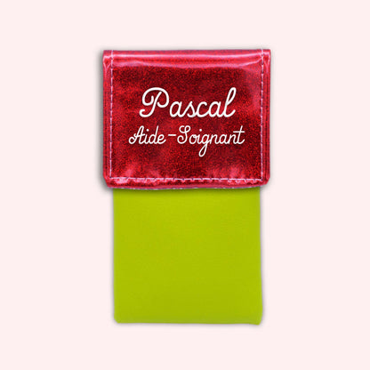 Pochette bicolore rabat Rouge paillette