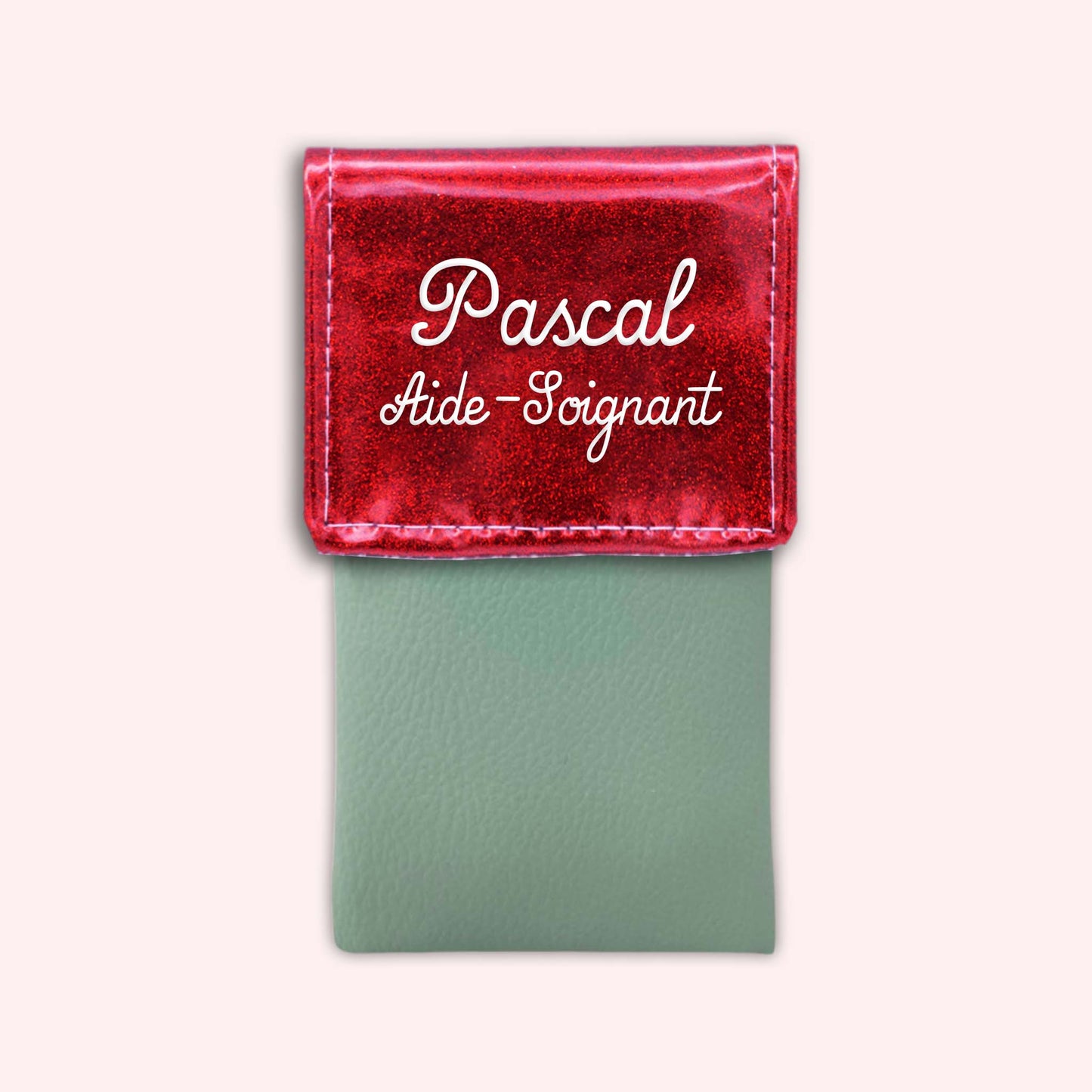Pochette bicolore rabat Rouge paillette