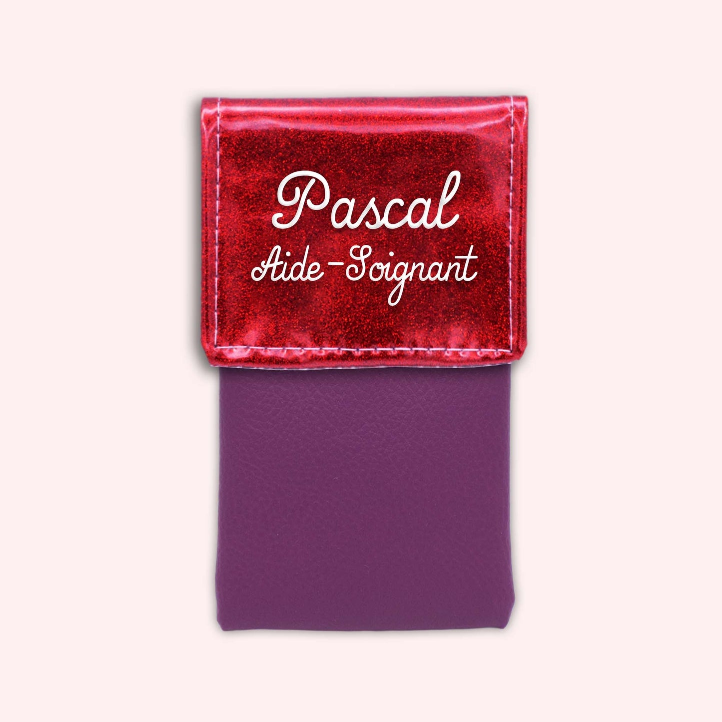Pochette bicolore rabat Rouge paillette