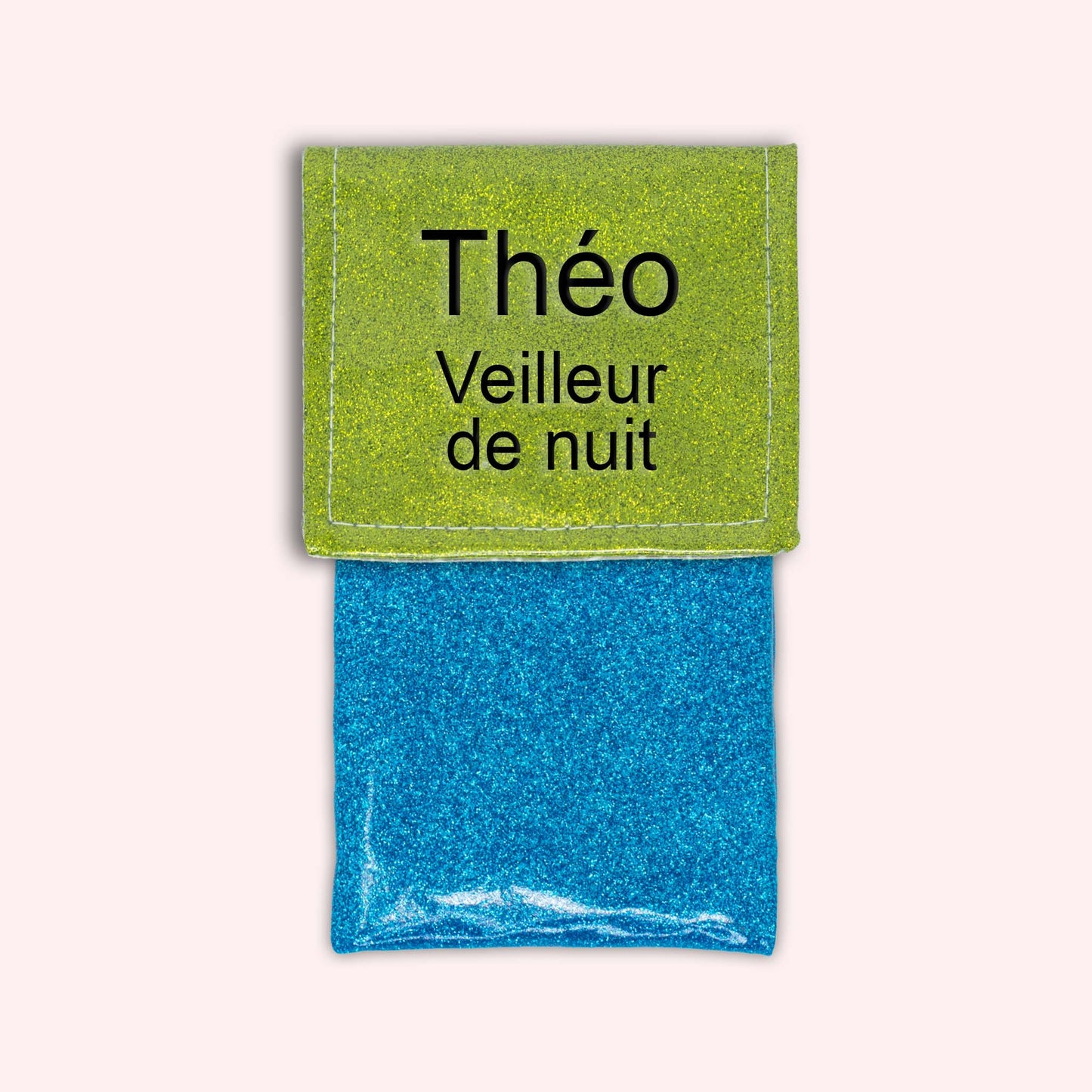 Two-tone green glitter flap pouch