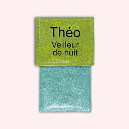 Two-tone green glitter flap pouch