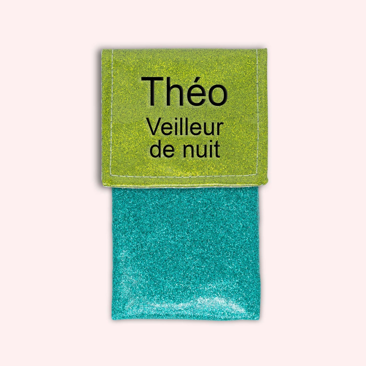 Two-tone green glitter flap pouch