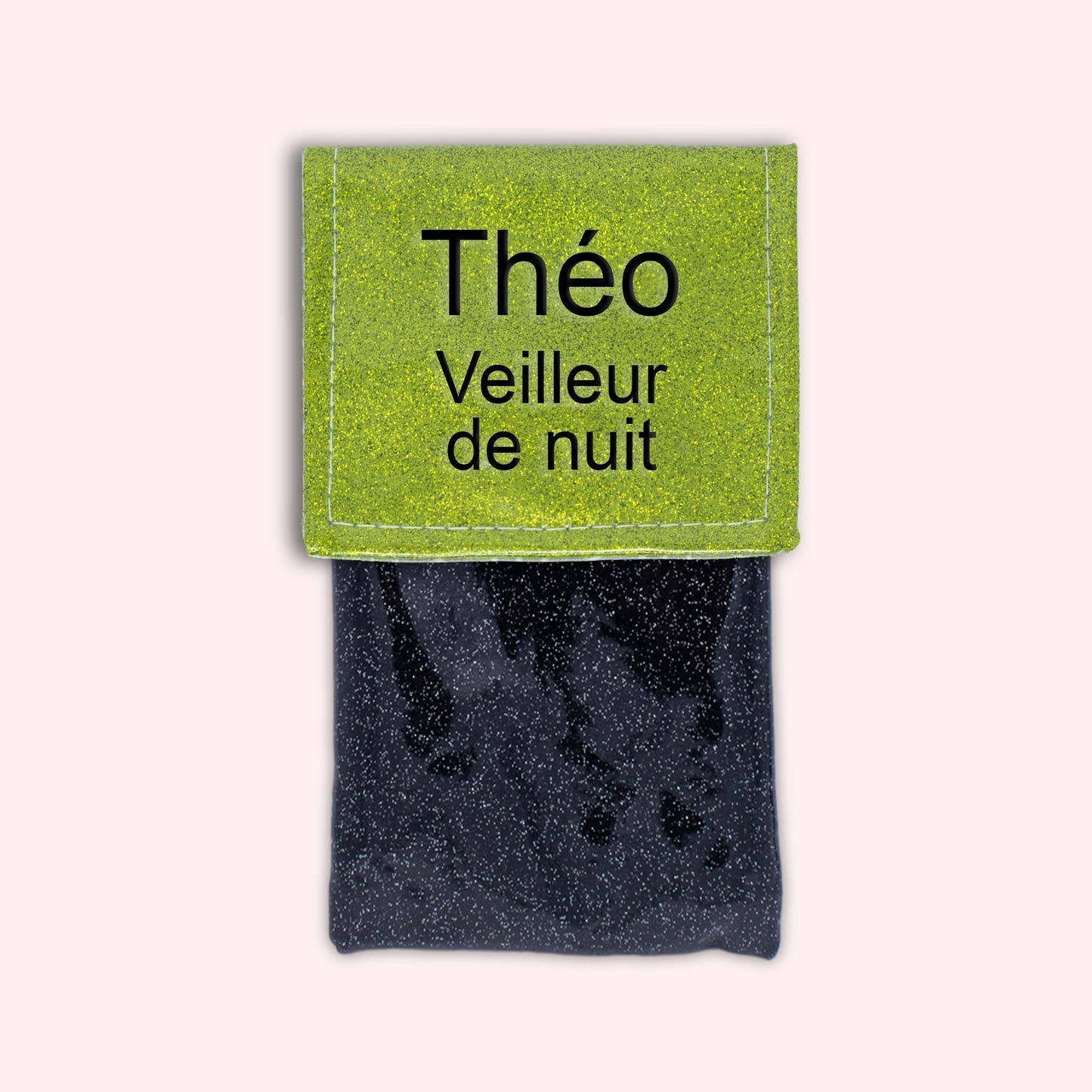Two-tone green glitter flap pouch