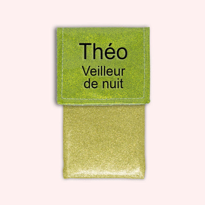 Two-tone green glitter flap pouch
