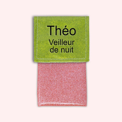 Pochette bicolore rabat Vert paillette