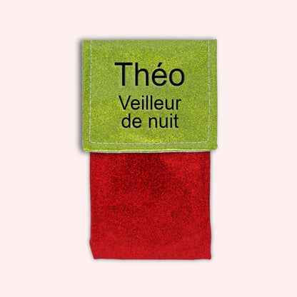 Two-tone green glitter flap pouch