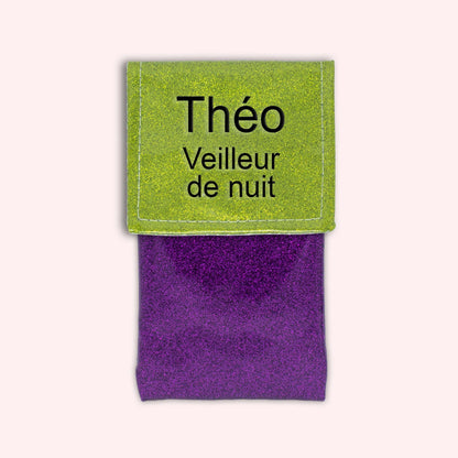 Two-tone green glitter flap pouch