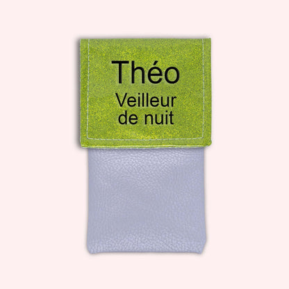 Two-tone green glitter flap pouch