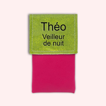 Two-tone green glitter flap pouch