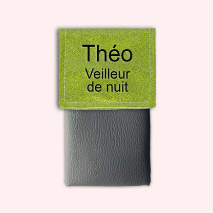 Two-tone green glitter flap pouch