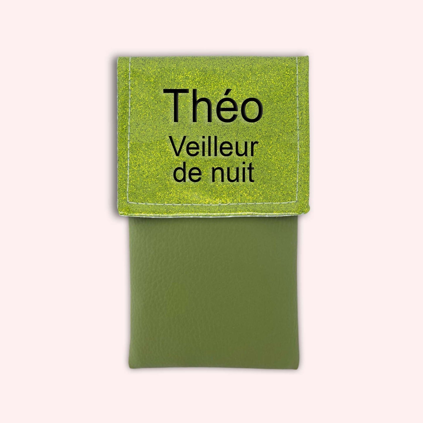 Two-tone green glitter flap pouch