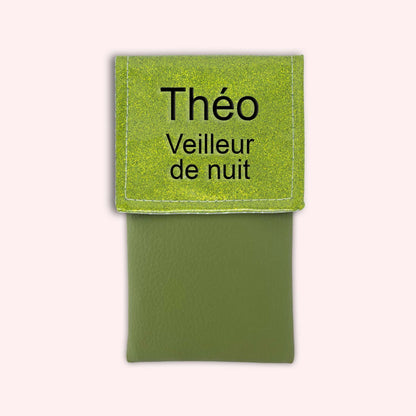Two-tone green glitter flap pouch