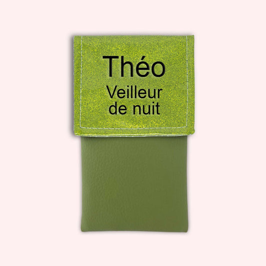 Pochette bicolore rabat Vert paillette