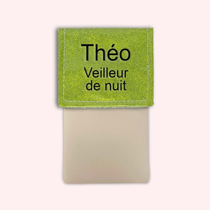 Two-tone green glitter flap pouch