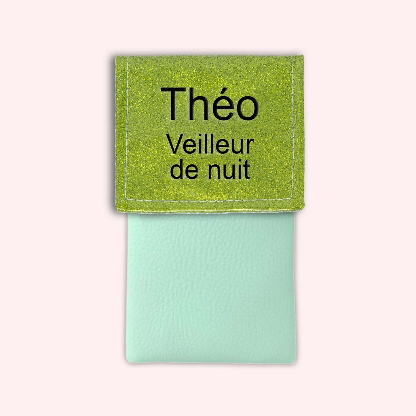 Two-tone green glitter flap pouch