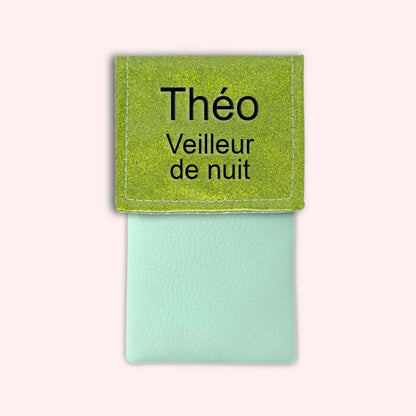 Two-tone green glitter flap pouch
