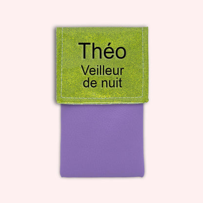 Two-tone green glitter flap pouch