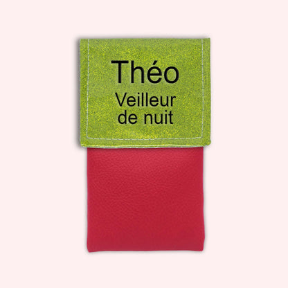 Two-tone green glitter flap pouch