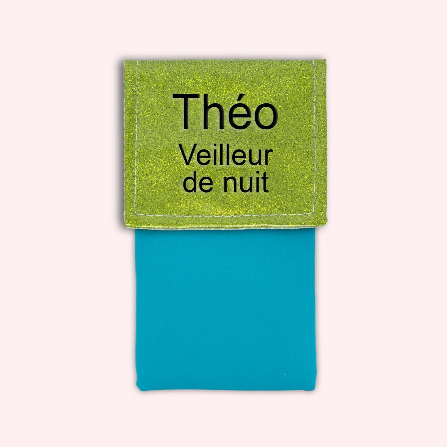 Two-tone green glitter flap pouch