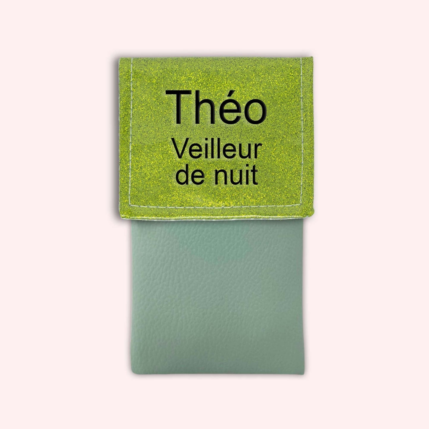 Two-tone green glitter flap pouch