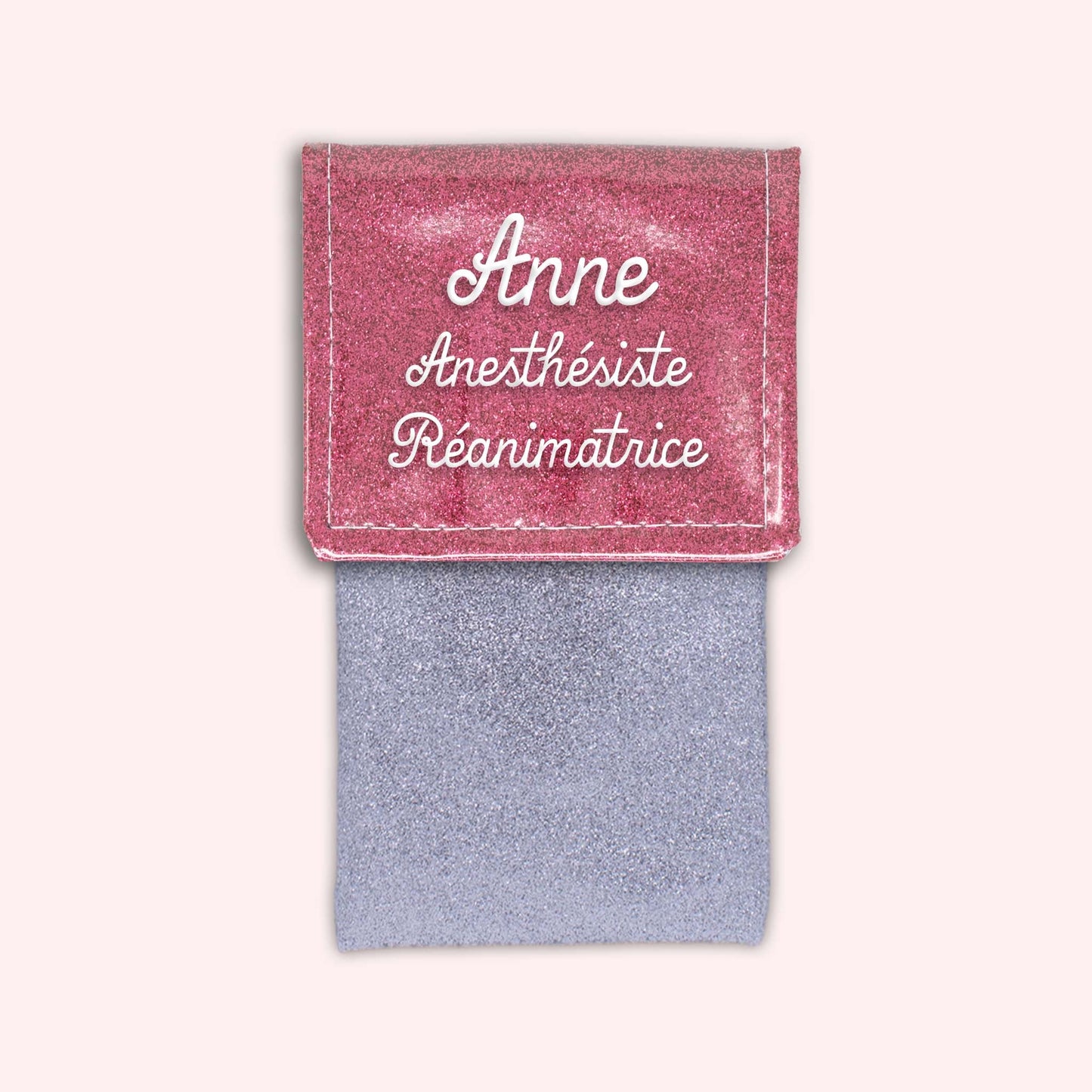 Pochette bicolore rabat Vieux rose Paillette