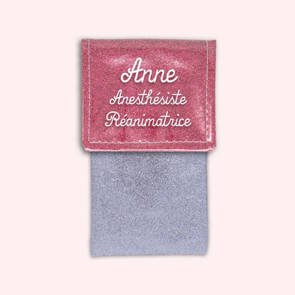 Pochette bicolore rabat Vieux rose Paillette