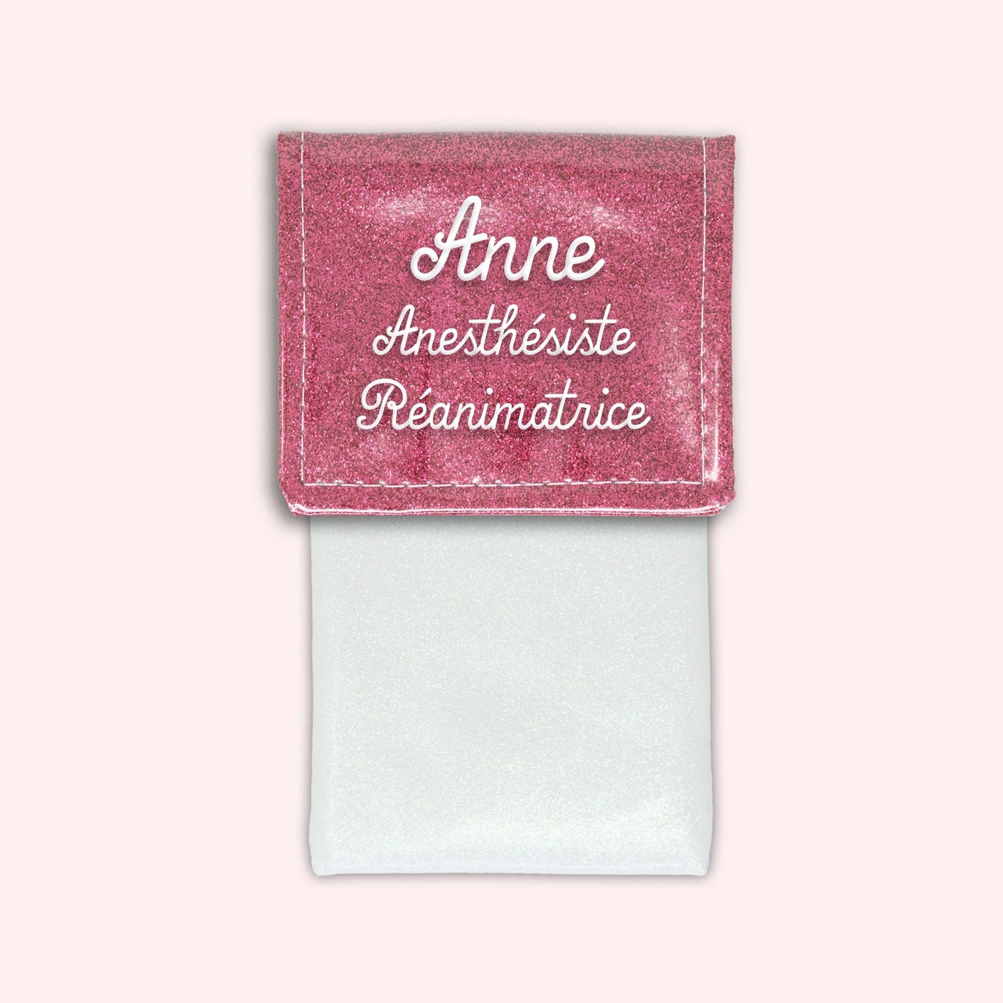 Pochette bicolore rabat Vieux rose Paillette