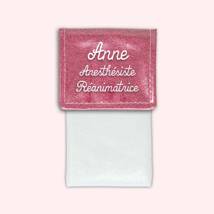 Pochette bicolore rabat Vieux rose Paillette