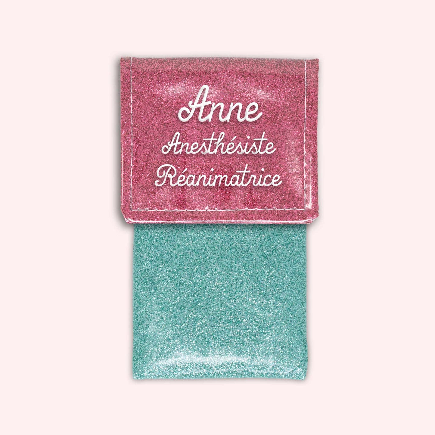 Pochette bicolore rabat Vieux rose Paillette