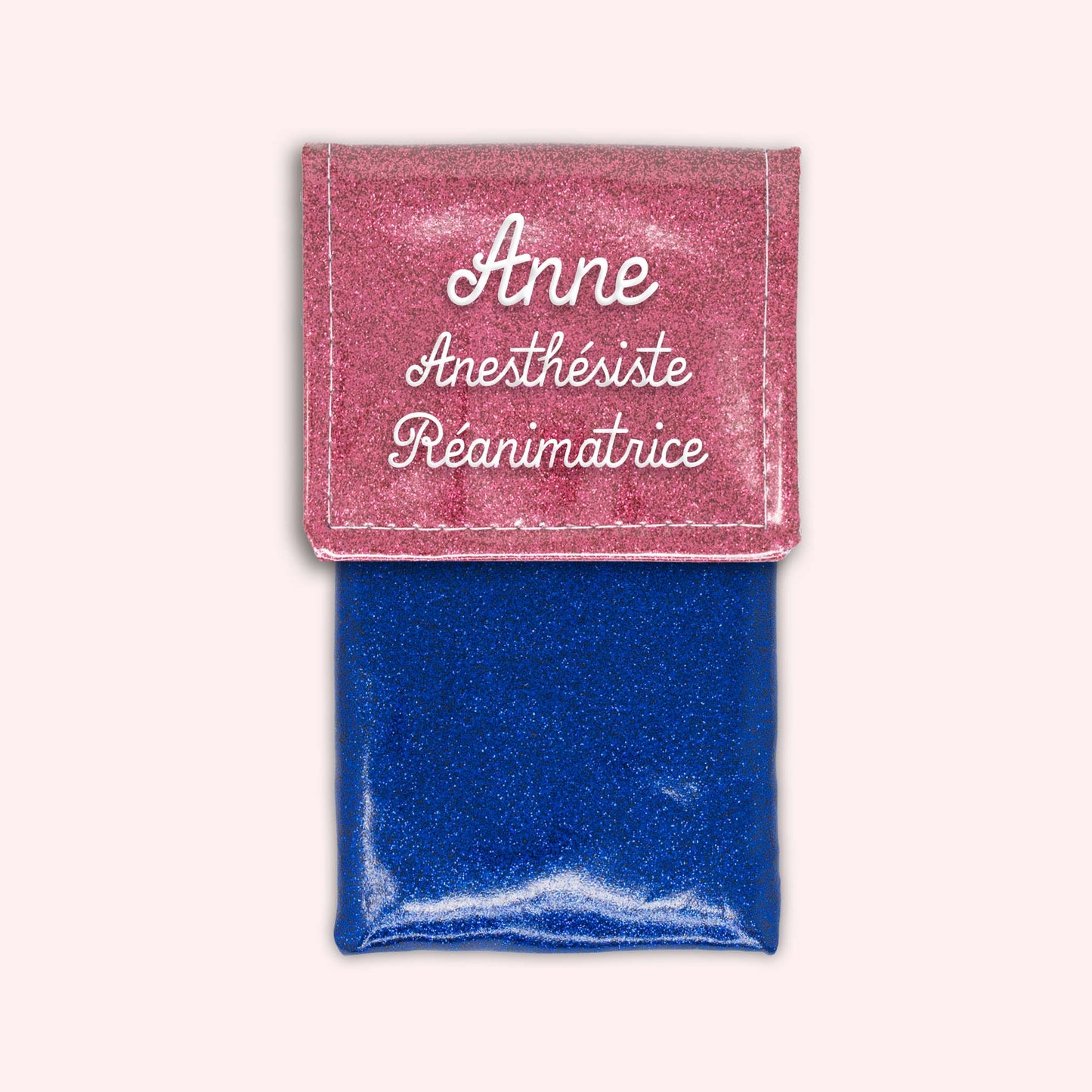 Pochette bicolore rabat Vieux rose Paillette