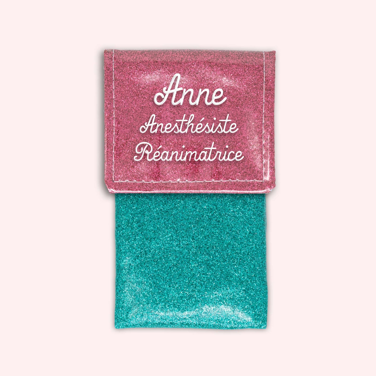 Pochette bicolore rabat Vieux rose Paillette
