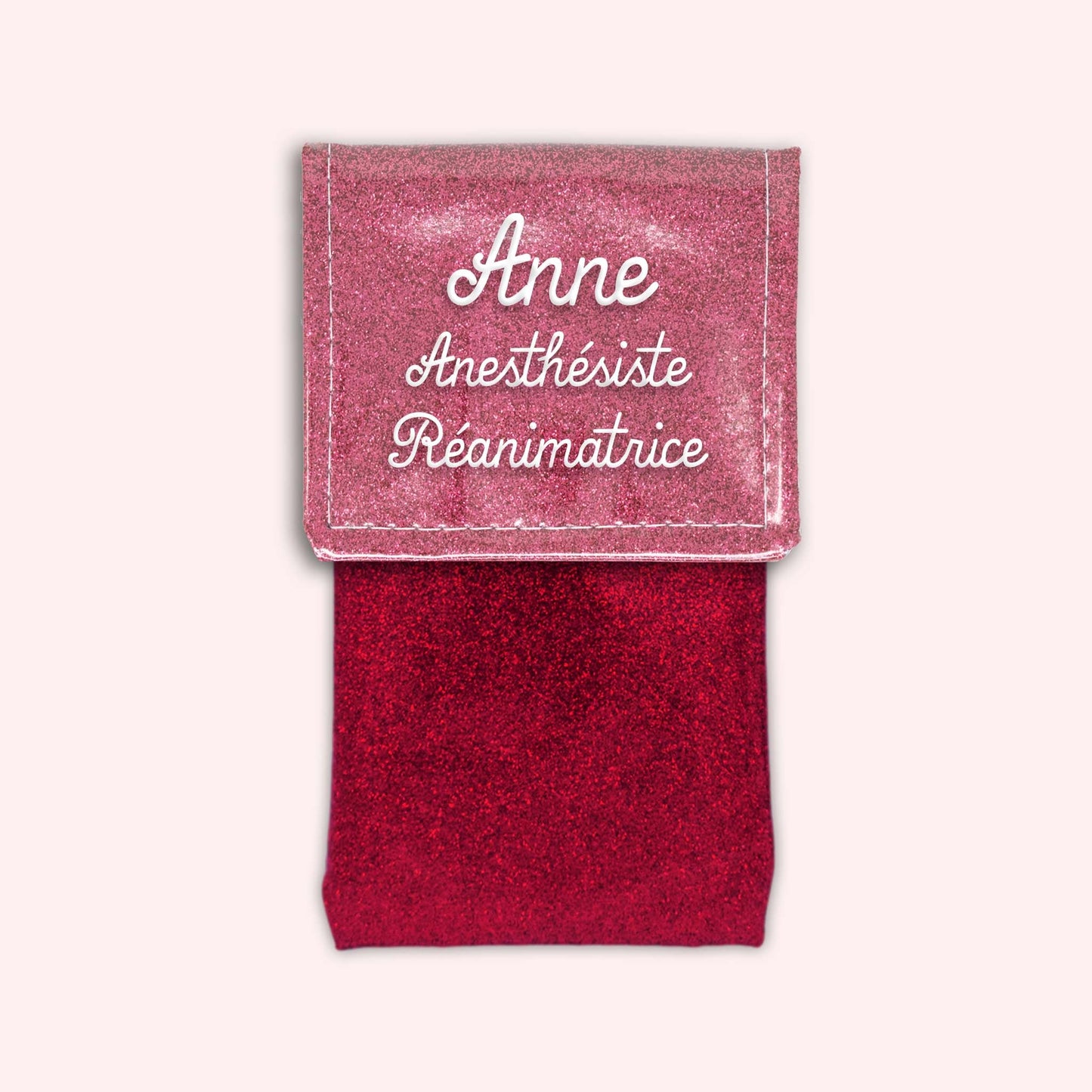 Pochette bicolore rabat Vieux rose Paillette