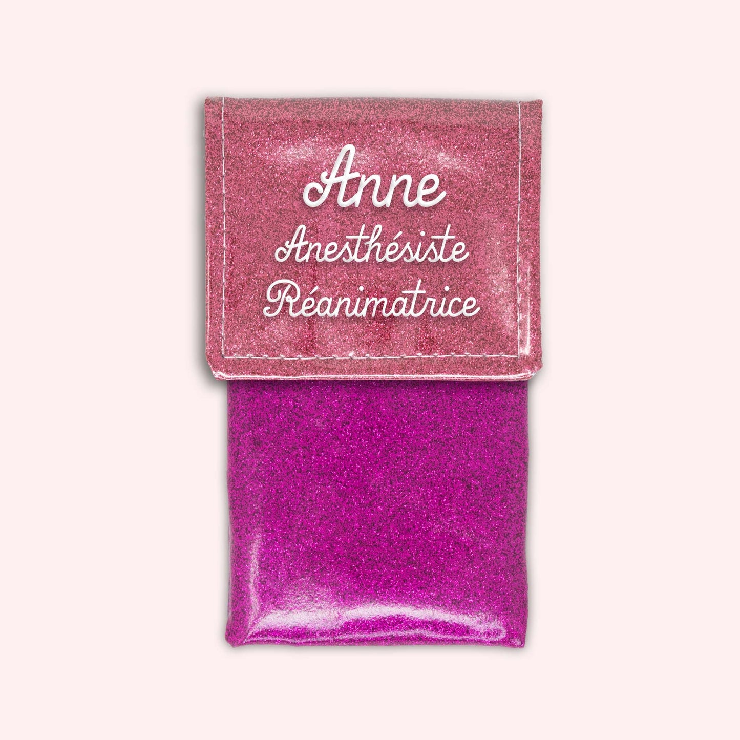 Pochette bicolore rabat Vieux rose Paillette