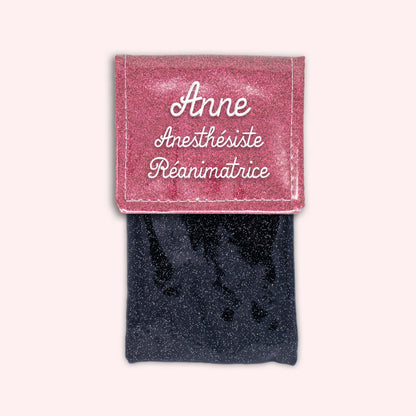 Pochette bicolore rabat Vieux rose Paillette