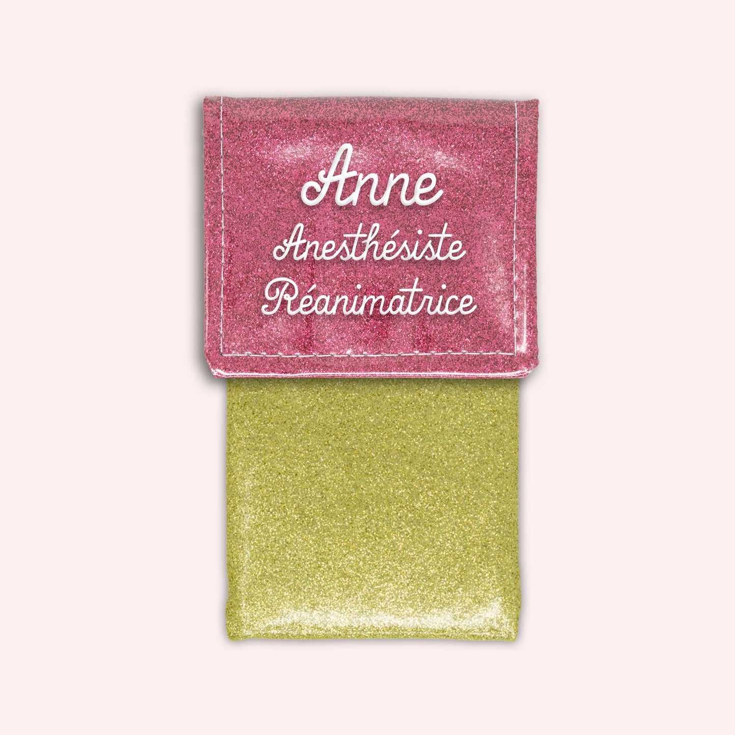 Pochette bicolore rabat Vieux rose Paillette