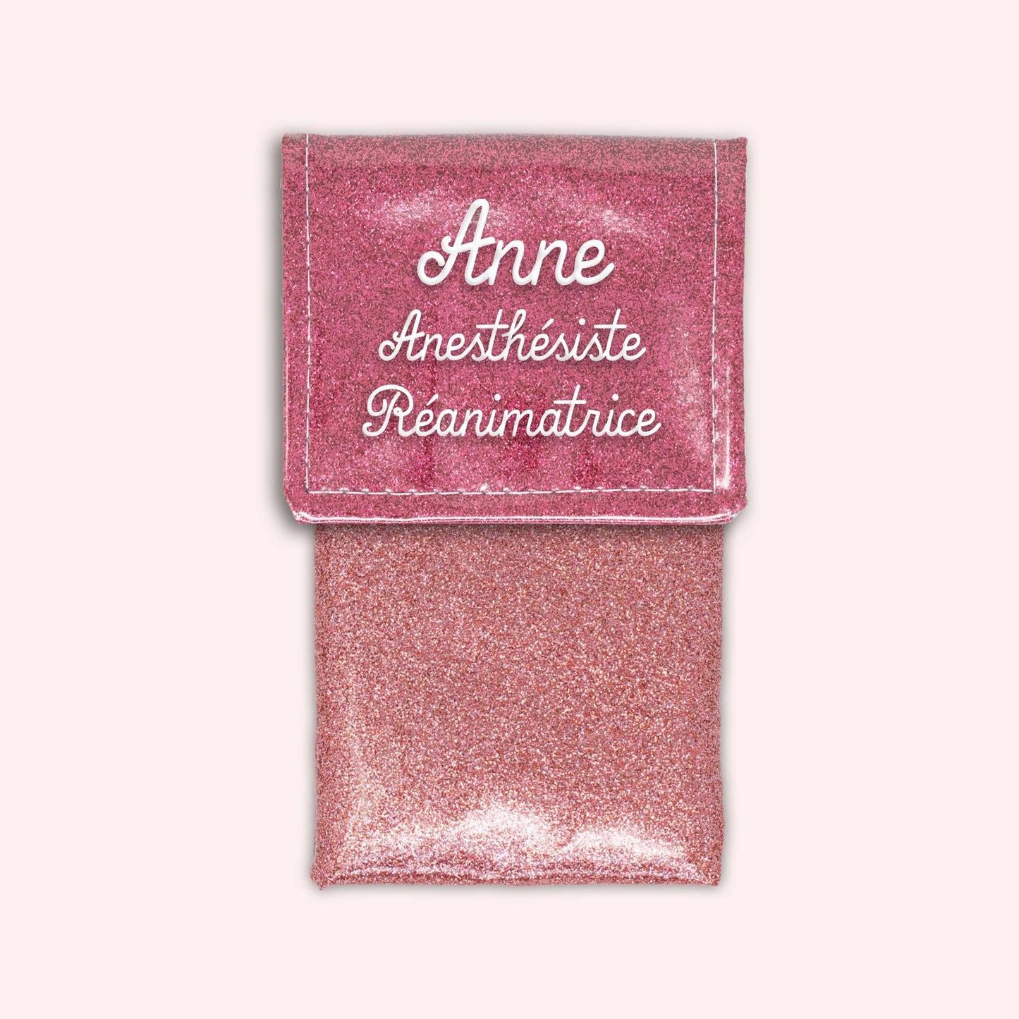 Pochette bicolore rabat Vieux rose Paillette