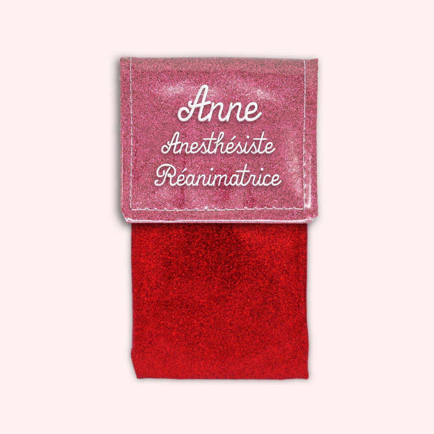 Pochette bicolore rabat Vieux rose Paillette