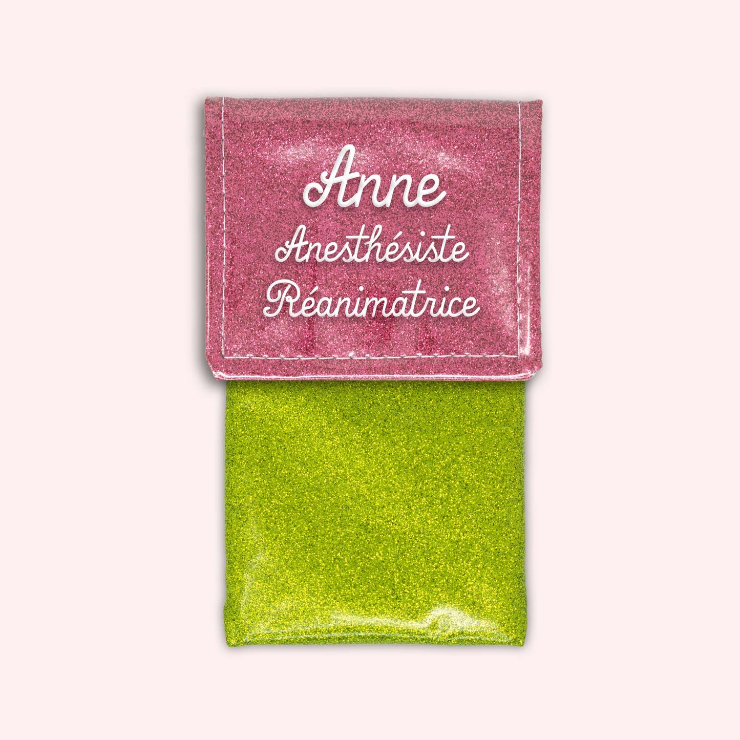 Pochette bicolore rabat Vieux rose Paillette
