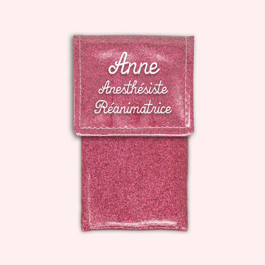 Old pink glitter magnetic pouch