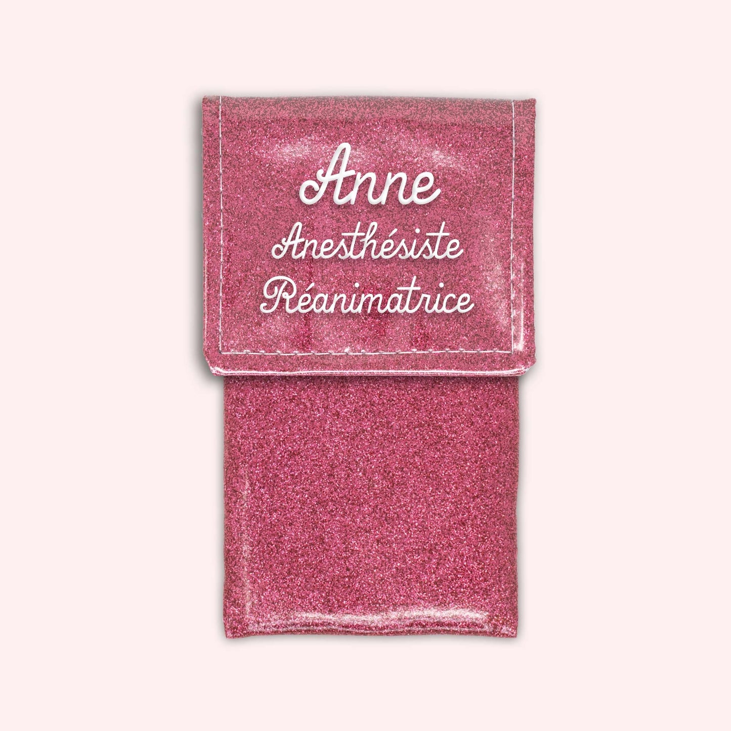 Pochette bicolore rabat Vieux rose Paillette