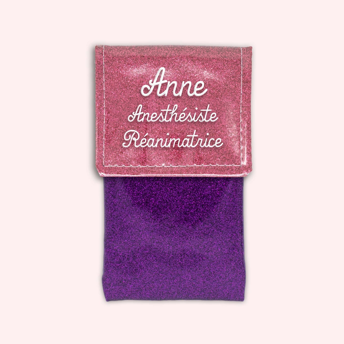 Pochette bicolore rabat Vieux rose Paillette