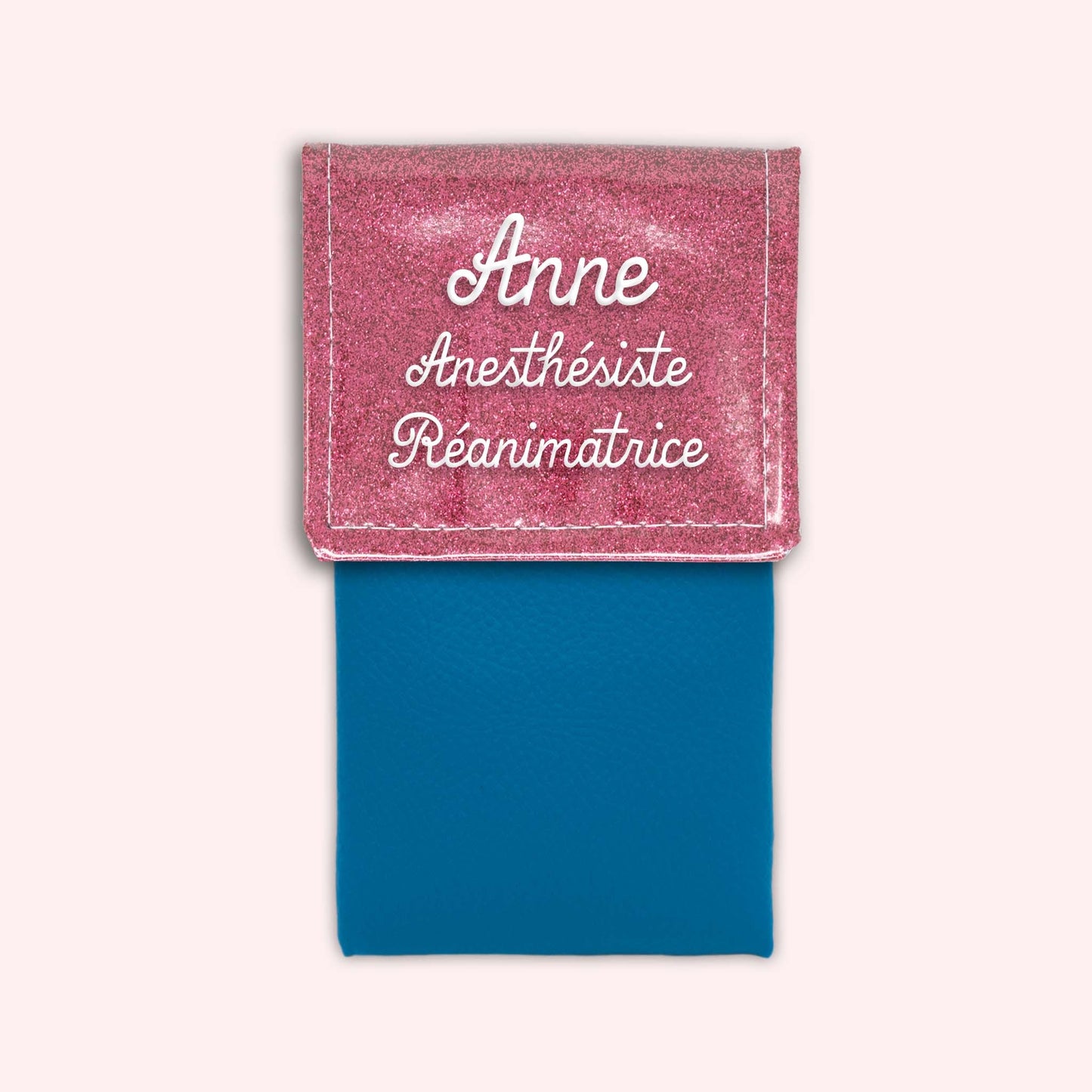 Pochette bicolore rabat Vieux rose Paillette
