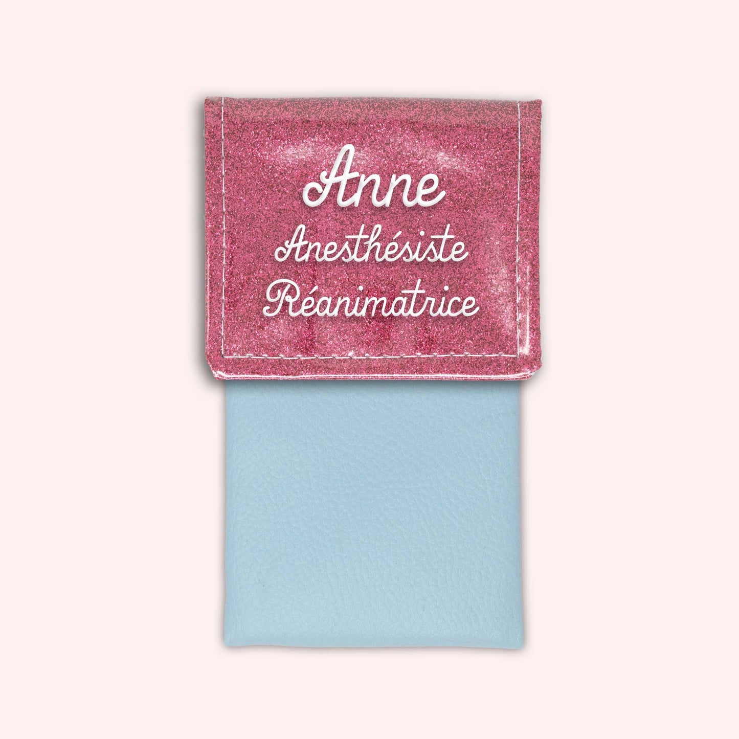 Pochette bicolore rabat Vieux rose Paillette