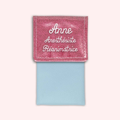 Pochette bicolore rabat Vieux rose Paillette