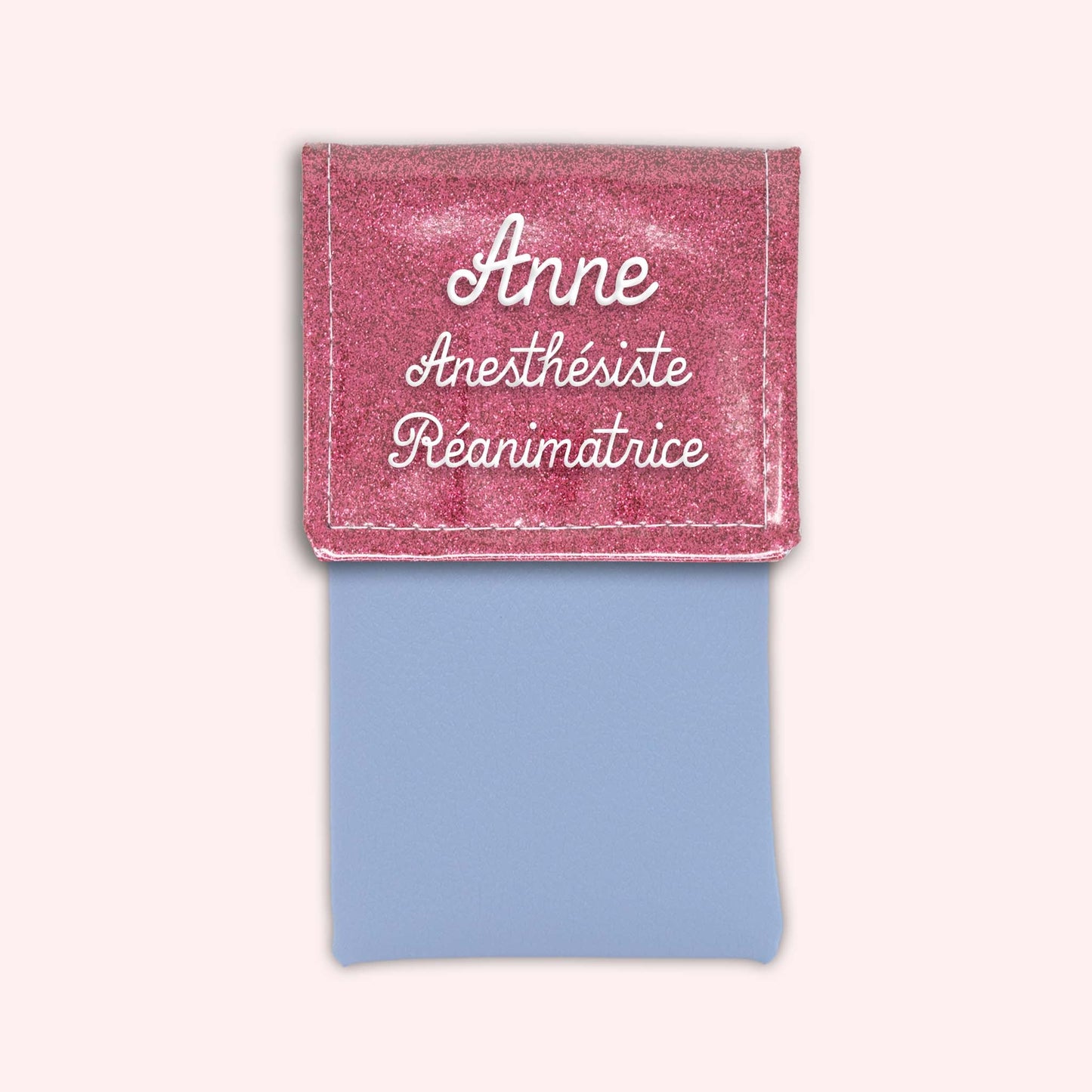 Pochette bicolore rabat Vieux rose Paillette