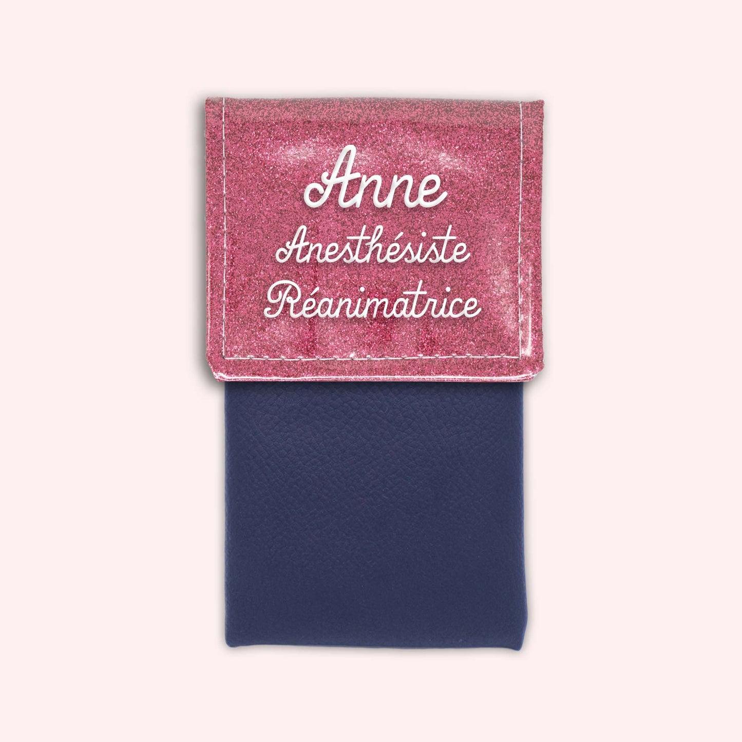 Pochette bicolore rabat Vieux rose Paillette